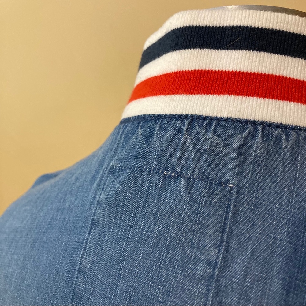 NWOT Denim + striped trim jacket - Picture 5 of 7